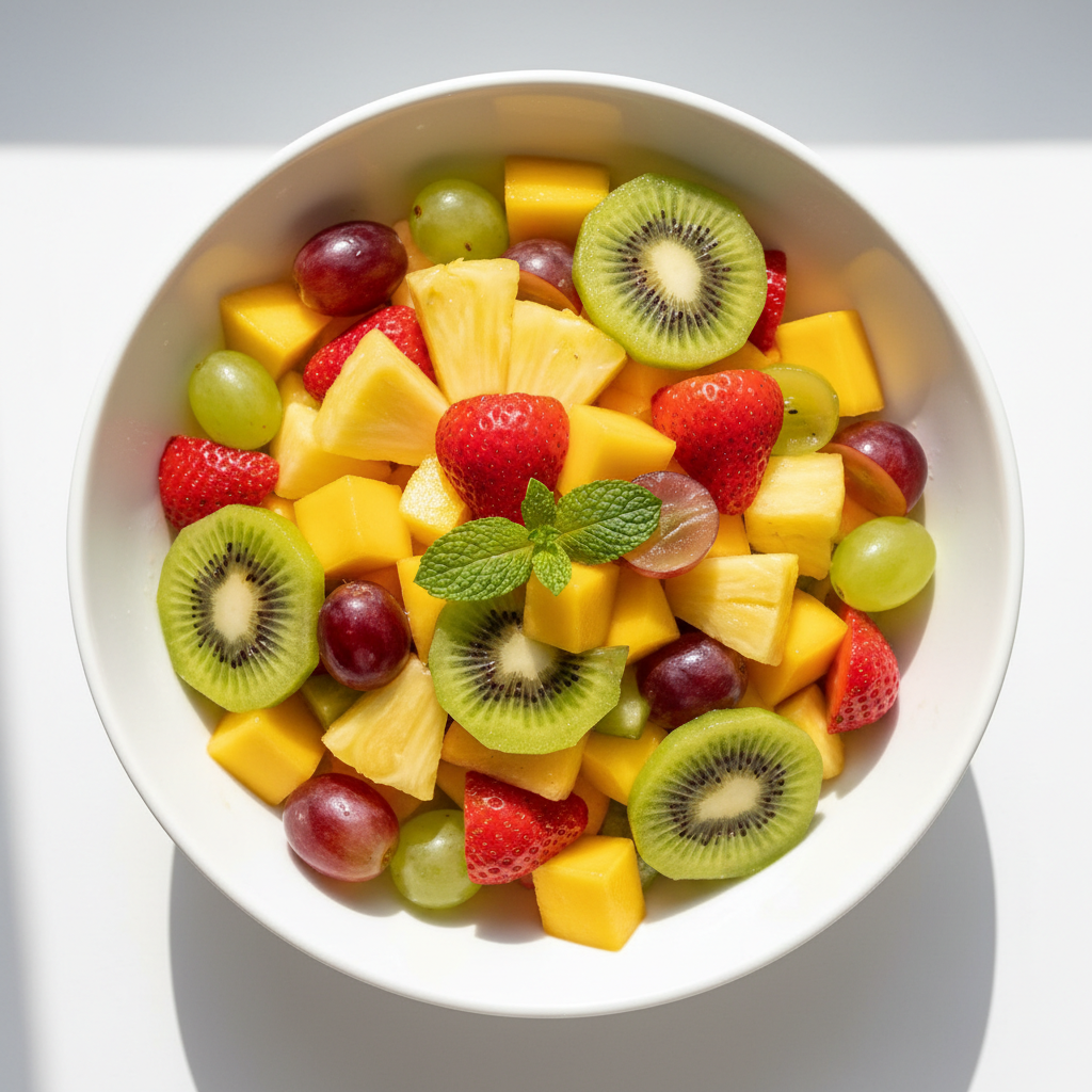 A bowl of colourful fruit salad